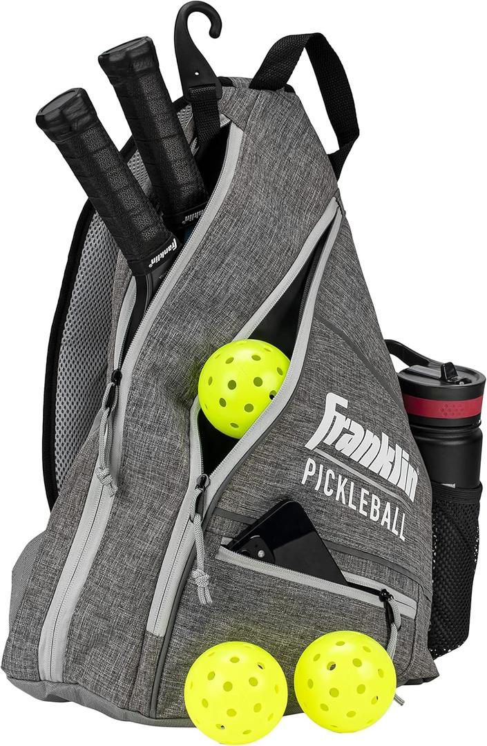 Franklin Sports Pickleball Bags - Sling Bag Backpack for Gear + Equipment - Men + Women - Holds Paddles, Balls + Accessories (One Size, Gray)