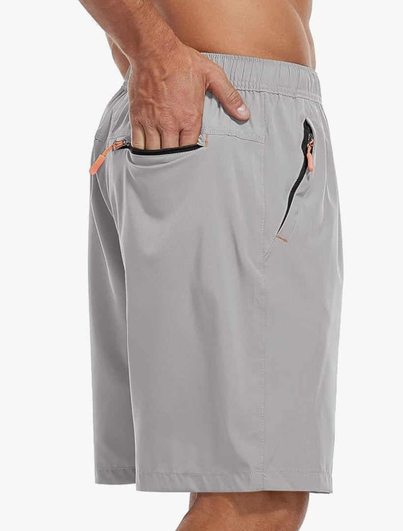 SPOSULEI Men's Athletic Hiking Shorts Water Resistant Quick-Dry Lightweight Outdoor Sweat Shorts with Zipper Pockets (Small)