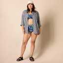 3 x Amazon Essentials Women's High Waist Swim Bottom (Available in Plus Size) (Medium, Deep Blue Paisley)