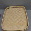 PEMAR Set of 4 Bamboo Wicker Serving Trays for Foods & Drinks, Rectangular Breakfast Lap Trays with Handles Wooden Decorative Platters for Coffee Table, Bed Eating