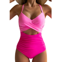 Eomenie Women's One Piece Swimsuits Tummy Control Cutout High Waisted Bathing Suit Wrap Tie Back 1 Piece Swimsuit, Large