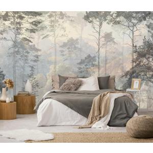 Toolhom Hazy Forest Wall Mural, Abstract Nature Landscape Wallpaper, Background Wall Decoration Patterns, 127" x 77"（Non-self-Adhesive）