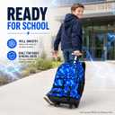 Rolling Backpack with Wheels for Boys and Kids, Blue Wheeled Bookbag 3PCS, One Size