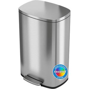 iTouchless SoftStep 50 Liter / 13.2 Gallon Stainless Steel Step Kitchen Trash Can, Soft-Close Lid, AbsorbX Odor Filter & Removable Inner Bucket, Slim Rectangular Pedal Recycling Bin for Home, Office (Brushed Silver) iTouchless SoftStep 50 Liter / 13.2 Gallon Stainless Steel Step Kitchen Trash Can, Soft-Close Lid, AbsorbX Odor Filter & Removable Inner Bucket, Slim Rectangular Pedal Recycling Bin for Home, Office (Brushed Silver)