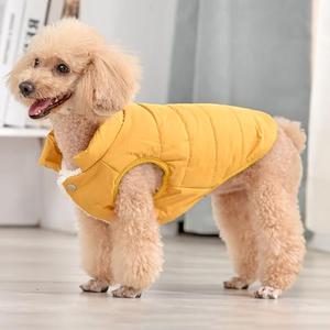 Small Dog Jacket Upgraded and Thickened Three-Layer,Small Dog Coat Windproof Waterproof 2 in 1 Dog Coats for Small Dogs,Warm Dog Clothes,Small Dog Coats(Yellow, L(Chest 18.1" Suggest 9.9-15.4lbs) ﻿)
