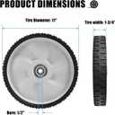 11" Rear Wheels Replacement for Arnold 490-325-0023, 11" x 1.75" Universal Lawn Mower Plastic Wheel Compatible with MTD, Craftsman, Toro, Self Propelled Walk-Behind Lawnmower 2 Pack