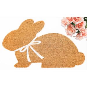 FYSUIMU Easter Bunny Shaped Natural Coir Doormat Cute Rabbit Welcome Floor Mat Non-Slip Entrance Door Rugs for Indoor Outdoor Bathroom Decor, 16.5 x 29 Inch