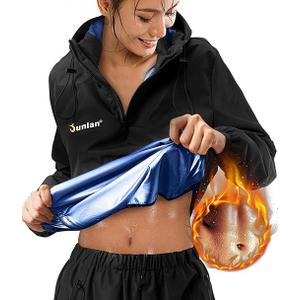 Junlan Sauna Suit for Women Sweat Jacket Gym Workout Vest Sweat Suits for Women 3XL