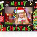 party greeting Merry Christmas Ceramic Photo Frame Winter Decorations Holiday Gifts Horizontally Used Christmas Gift 4x6inch Frame Suitable for Desktop Use(Black Merry Christmas)
