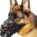 BARKLESS Basket Muzzle for Large Dogs, Humane Muzzle to Prevent Biting and Scavenging, Snap-on Treat Cover Helps Dogs Acclimatize Mouth Cover, Adjustable Mouth Guard for Positive Training, Grooming (XL, Black)