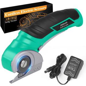 Gifts for Men Christmas Stocking Stuffers for Women Electric Box Cutter Power Shears 4V Cardboard Cutter Carpet Cutter Tool Heavy Duty Rotary Cutter for Thin Box Plastic for Birthday White Elephant (Green)