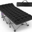 ZENPETIO 32in XXL Folding Camping Cot for Adults with Mattress, 900LBS Heavy Duty Portable Camp Bed, Oversized Foldable Sleeping Cot for Camping, Travel, Office (Gray Cot + Black Mattress), 32IN – XXL Wide Comfort