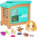 Little Live Pets Mama Surprise Guinea Pig Plush Toy, Interactive Stuffed Guinea Pig Hutch and 3 Babies, Animal Plush with 20+ Sounds, Toys for Ages 4+