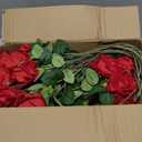 50 PCS Fake Red Roses, Artificial Red Flowers Bulk Realistic Silk Faux Rose with Stems for Wedding Decoration Anniversary Bridal Bouquet DIY Floral Arrangement Romantic Home Decor Gifts