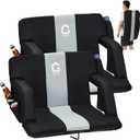 Garvee Stadium Seats with Back Support and Padded Cushion - Extra Wide Bleacher Chair with Anti-Slip Mat - Reclining Stadium Football Seats - 6 Adjustable Angle, Large Pockets, Cup Holders, 20.5" (Black, L)