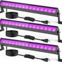 38W LED Black Light Bar, Blacklight Bars with Plug and Switch for Blacklight Party Halloween Bedroom Body Paint Stage Lighting 3 Pack