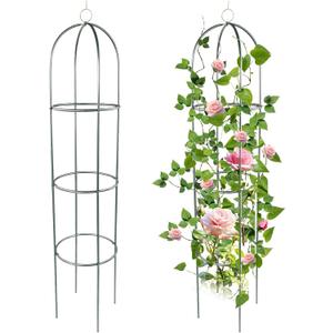 2 Pack Garden Obelisk Trellis for Climbing Plants Outdoor Tall Round Trellis for Potted Plants Indoor Climbing Vine Rose Clematis Vegetable Cucumber Supports, Lightweight