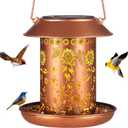 Sunflower Solar Bird Feeder for Outdoors Hanging Solar Lanterns Waterproof Metal Wild Bird Feeders Garden Outside Yard Decor Christmas Birthday Gifts for Women Mom (Butterfly