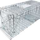 32" Large Collapsible Humane Live Animal Cage Trap No-Kill Trapping Kit for Humane Catch Release Rabbits, Stray Cat, Squirrel, Raccoon, Skunk, Mole, Other Fit Sized Animals, Heavy Duty, 2-Doors