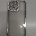 Changjia Clear Glitter Case for iPhone 16 Pro Max, Luxury Bling Sparkly Diamond Rhinestones with Camera Protector TPU Plating Bumper Slim Transparent Women Girls Case for iPhone 16 Pro Max 6.9",Silver