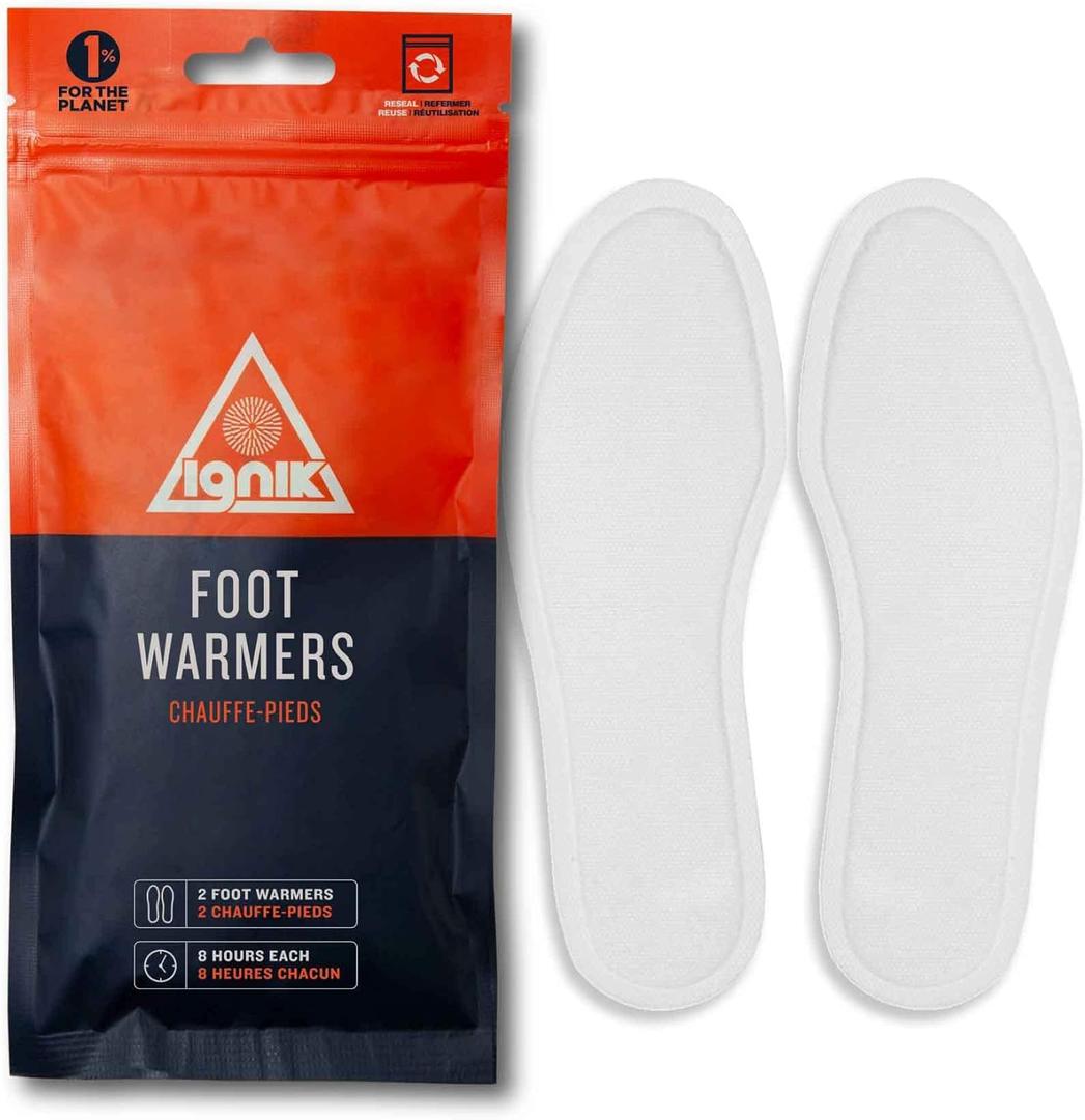 2 x Ignik 8-Hour Compostable Foot Warmers with Resealable AirBarrier Pouch