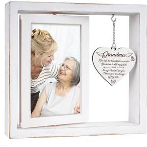 Grandma Memorial Picture Frame,Loss Of Grandma Sympathy Gifts,Bereavement Gift Ideas,Condolences Gift For Loss,Memorial Gifts for Loss of Gandma,Vintage Style Rotating Photo Frame Fits 4x6 In Photos