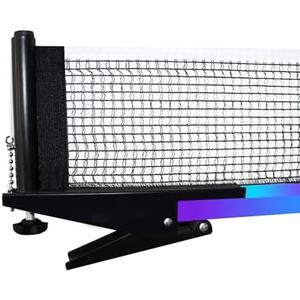 Portable Table Tennis Net with Clamps Collapsible Steel Post Ping Pong Net Set for Indoor/Outdoor Use Includes Clip Grip & Durable Mesh Easy Setup
