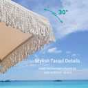 9FT Patio Fringe Umbrella, Table Umbrella with Tassel, Beige