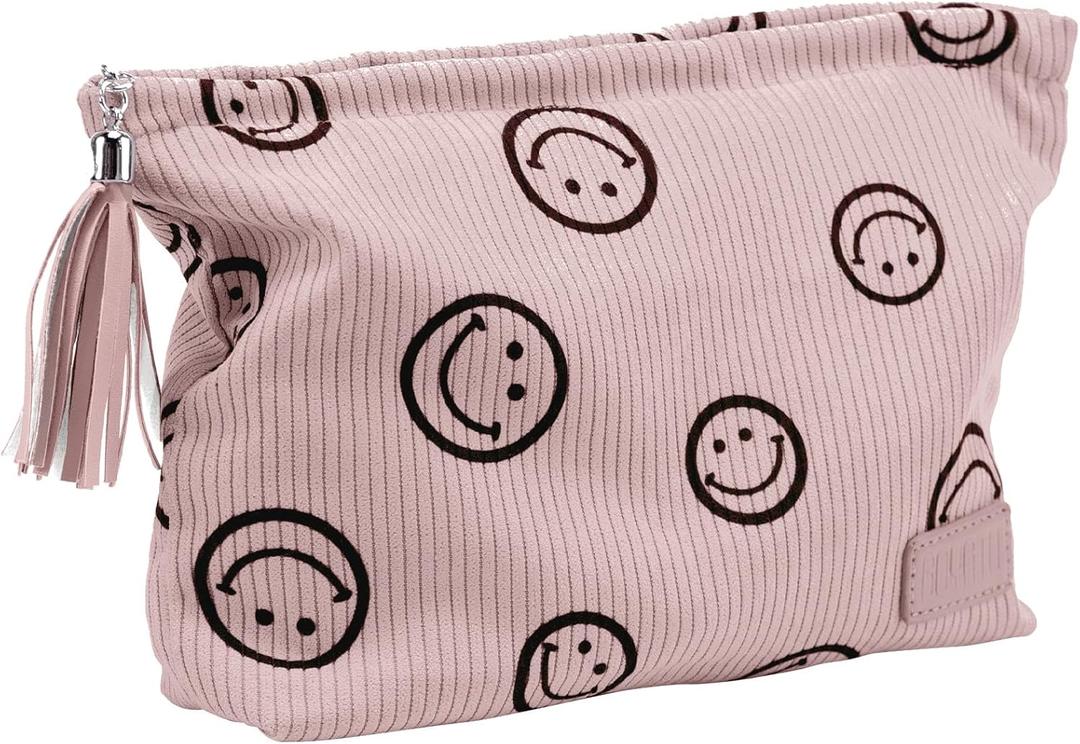 Makeup Bag Small Cosmetic Pouch: Cosmetic Bag for Purse - Cute Make up Bags with Tassel - Gifts for Teen Girl (02-Pink)