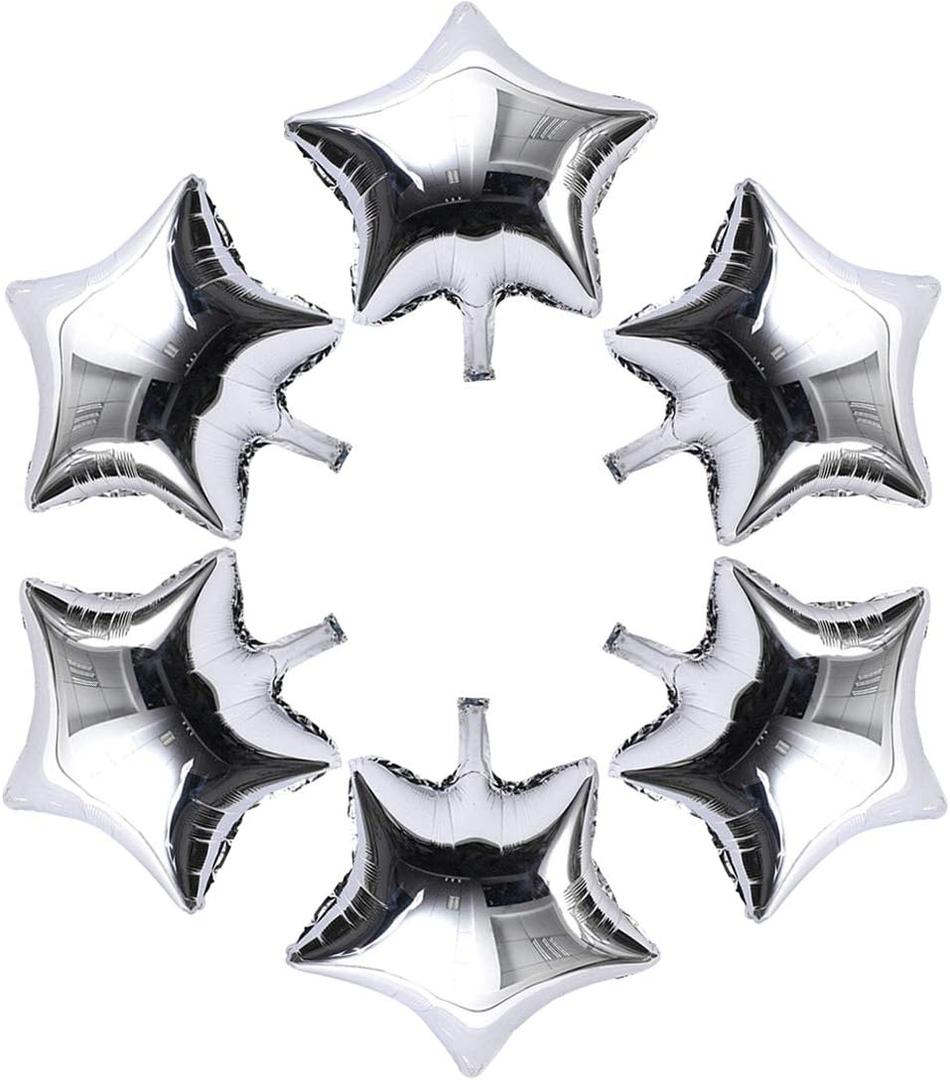 24 Pcs 18" Silver Star Balloons Foil Balloons Mylar Balloon for Baby Shower, Gender Reveal, Wedding, Magical Prom or Engagement Party Decoration