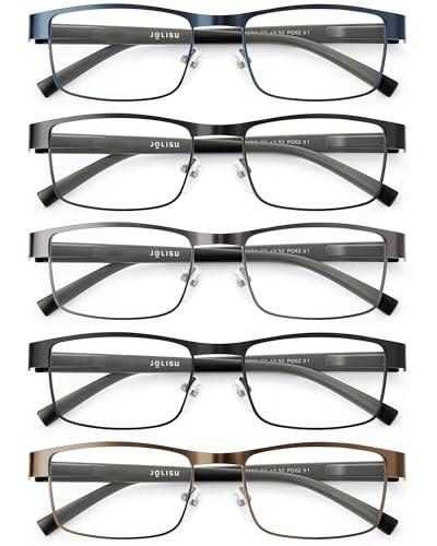 JOLISU 5PCS Reading Glasses Men - Blue Light Blocking Computer Metal Thin Frame Readers For Mens/Women ,Only 4 PCS