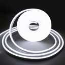 Neon LED Strip Light - LED Neon Strip Light 16.4ft/5m 12V DC,Cut Length 0.39''/1cm Silicone LED Neon Flexible Strip Light for Indoor Outdoor DYI Signage Decoration (Power Adapter not Included) (White)