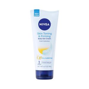 NIVEA Skin Firming & Toning Body Gel Cream with Q10, Hyaluronic Acid and Vitamin C, Clinically Tested Skin Firming & Toning Cream, 72-Hour Moisture, 6.7 Oz Tube