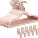 Tonswachic 14 Inch Velvet Kids Hangers - 30 Pack, Durable & Non-Slip Closet Organizers for Big Kids & School-Age Children, Ultra Slim Space-Saving Design (13.8" W x 7.8" H), Pink