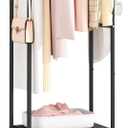 Kaitiemoo Heavy Duty Clothing Rack with Wheels,Modern Garment Rack with 3 Metal Shelves, 71.8Inches Display Rack for Hanging Clothes, Hanging Rod for Small Space,Black