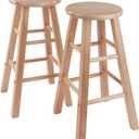 Winsome Element 2-Piece 24In Counter Stool Set, Natural Finish, Solid Wood, Modern Design