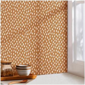 HAOKHOME Peel and Stick Wallpaper Boho Modern Dots Wall Paper Removable for Bathroom Caramel/White Contact Paper 17.3in x 9.8ft