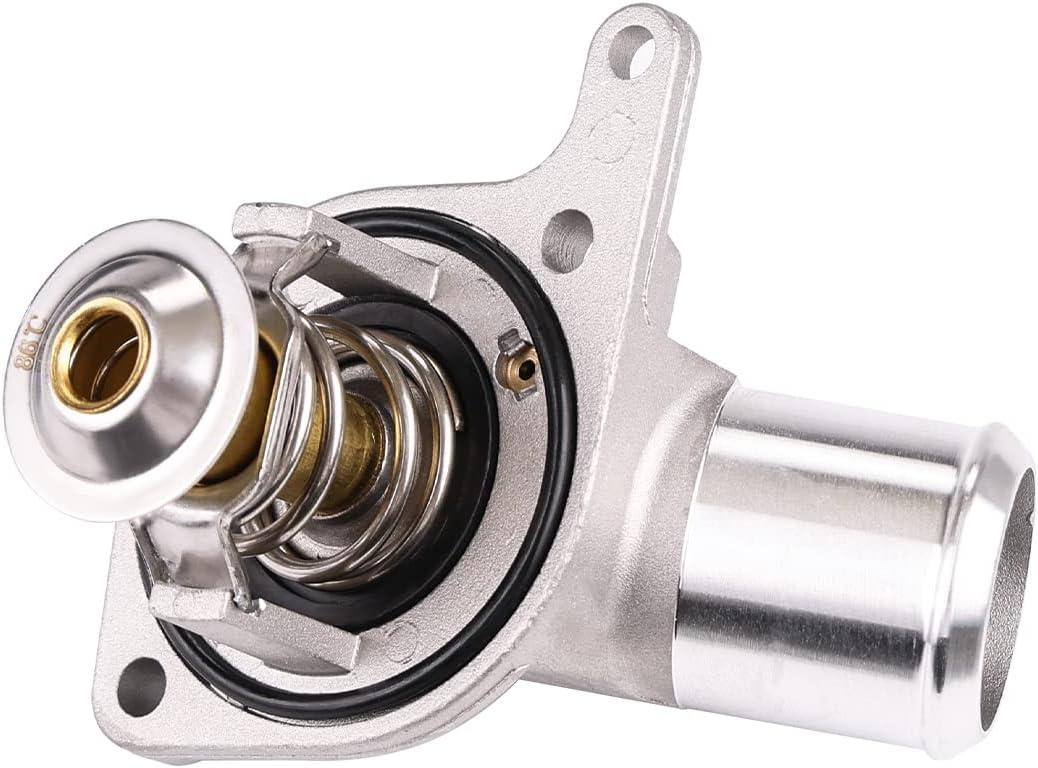 Coolant Thermostat Compatible with Chevy GMC Hummer Camaro Corvette Silverado Suburban Tahoe, Sierra Yukon, H2 Engine Thermostat Housing Water Inlet Assembly, Replace 15-11057 12600172 15-10412