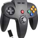 KIWITATA N64 Wireless USB Controller for Switch System Games, 2.4ghz Rechargeable Wireless N64 Remote Joystick Controller for Switch/Switch Lite/Switch OLED, MAC, PC Windows 7,8,10,11 Black