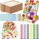 Cholemy 25 Pcs Christmas DIY Picture Frames Crafts Wooden DIY Photo Frame with Xmas Stickers and Acrylic Paints for School Game Home Classroom Activities Party Decorations