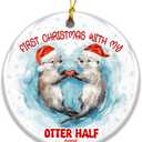 Couple Ornament, First Christmas with My Otter Half Ornament 2025 Cute Otter Couple Christmas Ornament, Newlywed Gift, Together Keepsake, Romantic Animal Holiday Tree Decoration