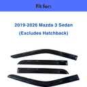 IG Window Visors Fit for 2019-2024 Mazda 3 Sedan, Out-Channel Rain Guards Vent Wind Deflectors 4PC, Car Accessories for 19-24 Mazda 3 Sedan (Excludes Hatchback)
