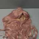 BERON Pink Wig Long Wavy Wig with Bangs Synthetic Wigs Long Pink Wigs for Daily Party with Hairnet