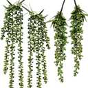 Supla 4 Pcs Artificial Hanging Succulents Faux Burro's Tail Picks Trailing String of Pearls Succulents Fake Greenery Sprays for Basket Planter Centerpiece Floral Arrangement Indoor Outdoor Decor