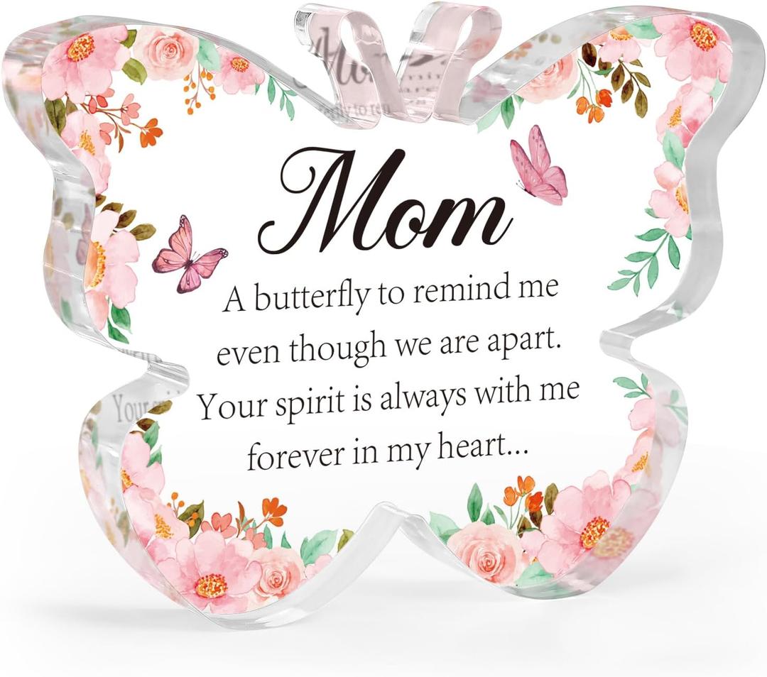 Sympathy for Loss of Mom, Thinking of Mom Memorial Bereavement Gifts Butterfly Acrylic Condolence Remembrance Gifts for Loss of Loved Mother for Table Centerpieces Remembrance