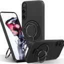 Compatible for ZTE Nubia Red Magic 10 Pro/10 Pro+/10S Pro/10S Pro+ Phone Case with Metal Ring Holder Kickstand/Stand Silicone Protective Cover Case for Red Magic 10 Pro 2024- Black