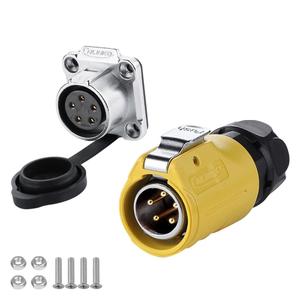 CNLINKO LP-20 Industrial Waterproof Connector IP68 Circular Connector Quick Plugging Aviation Connector Anti-Interference Shell Fast Release Connector M20 2-12 Pin Flange Socket (5 Pin)