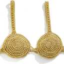 Stylish Pearl Chest Chain Beach Exquisite Women Pearl Embellished Bra Body Jewelry Beaded Tops Breast Up (Gold)