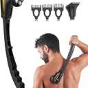 Back Shaver for Men: Long-Reach Foldable Handle Electric Back Razor for Men with 6D Smooth & Safe Shaving - 2-in-1 Waterproof Full Body Hair Trimmer & Groomer Kit, Birthday Gift for Men Him (Black)