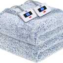 Sealy Electric Blanket Queen Size, Dual Control Soft Sherpa Heated Blanket with 10 Heating Levels & 1 to 12 Hours Auto-Off Settings Over-Heated Protection 84"x90" Machine Washable, Blue